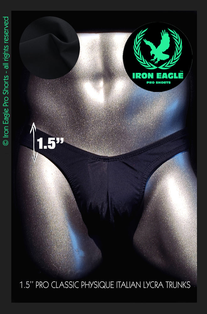 Pro Classic Physique Briefs - 1.5'' Black Italian Lycra