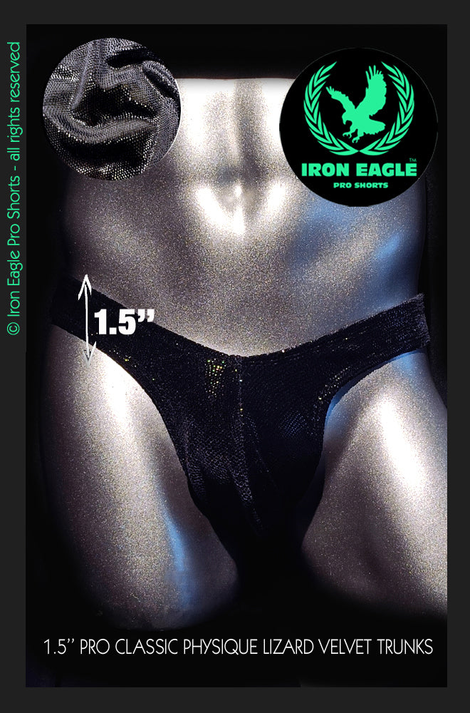 Pro Classic Physique Briefs - 1.5'' Black Lizard Skin Velvet