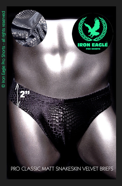 Pro Classic Physique Briefs - 2'' Matt Snakeskin Velvet