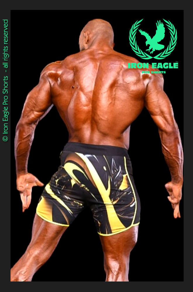 Iron Eagle Pro Shorts - 'Bumblebee' 15'' Low Rise Men's Physique Shorts