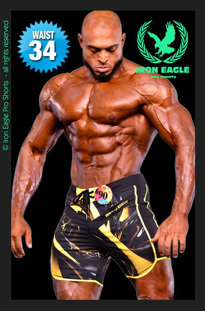 Iron Eagle Pro Shorts - 'Bumblebee' 15'' Low Rise Men's Physique Shorts