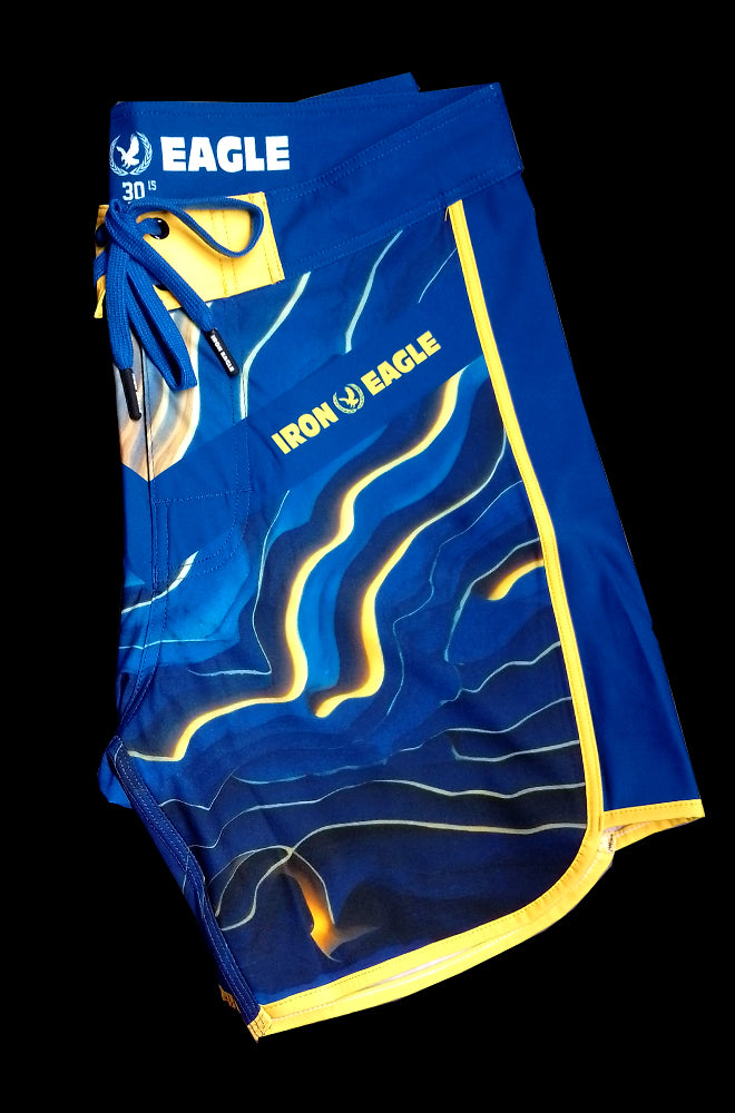 Iron Eagle Pro Shorts - 'Blue Voltage' 15'' Low Rise Men's Physique Shorts